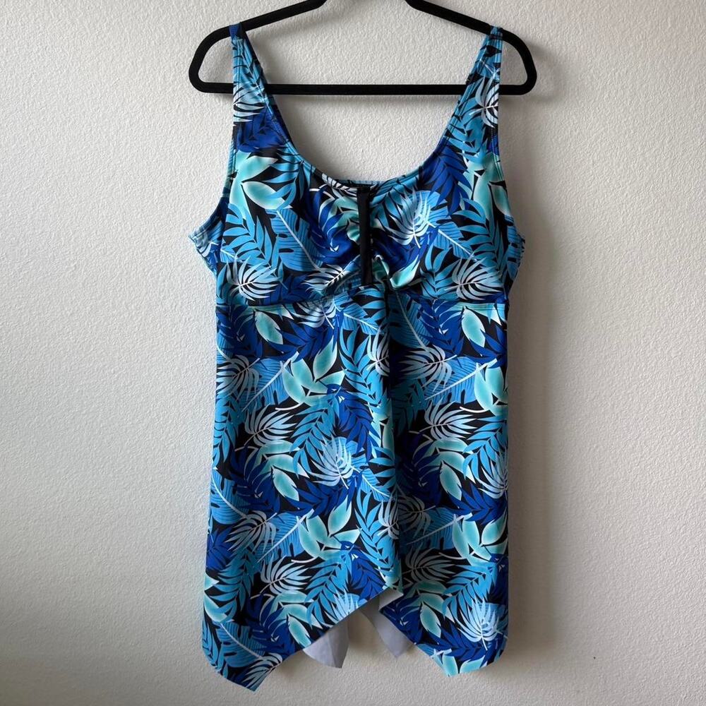 Blue tropical floral tunic swim